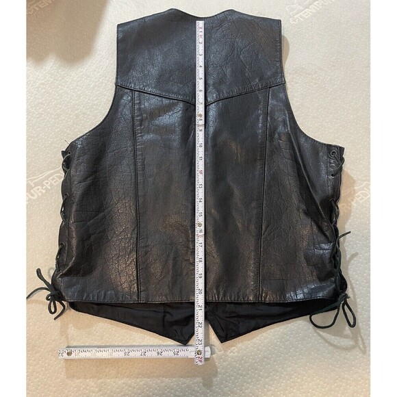 UNIK Leather Apparel Men’s Black Sleeveless Biker Motorcycle Vest Size 38 - Picture 7 of 9